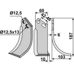 Fräsmesser Rechts 187 x 60 Goldoni Nachbau
