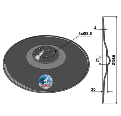 Disque lisse Ø350x4 mm pour semoir KUHN K3670160 adaptable - Blacksteel©