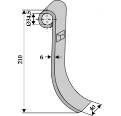 Fléau pour broyeur 210x40mm AGROMET  adaptable - Blacksteel©