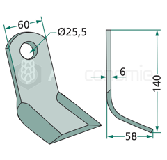 Couteau-Y pour broyeur 140x60mm PROCOMAS adaptable 