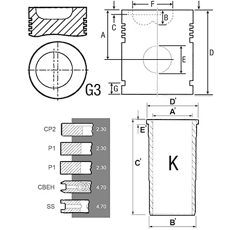 Ensemble chemise/piston pour tracteur CASE IH 714852R98 adaptable