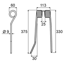 Dent gauche pour faneuse VICON-PZ VGPZ107E origine
