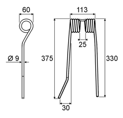 Diente droit pour faneuse VICON-PZ VGPZ106E original