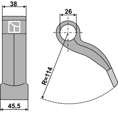 Fléau 45,5 mm pour broyeur BOMFORD 46398.01 adaptable