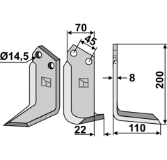 Lame droite pour Fraise/Rotavator MALETTI 100079 adaptable