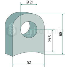 Bride de fixation 52 x 60 mm pour broyeur DESVOYS adaptable
