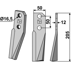 Lame droite pour Fraise/Rotavator KUHN 51916500 adaptable - Blacksteel©