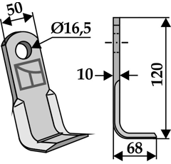 Couteau équerre pour broyeur 120x50mm SICMA adaptable - Blacksteel©
