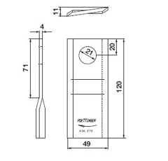 KM-Klinge rechts 120x49x4 mm ORIGINAL 434976OR Pöttinger Original 