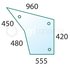 Vitre de porte pour machine agricole CASE IH 1535114C2 adaptable