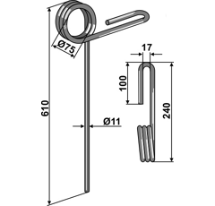 Griffe Ø11mm pour semoir BEDNAR KM030007 adaptable - Blacksteel©