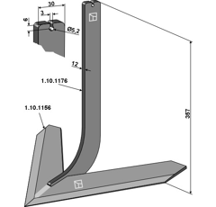 Dent avec cœur 500 x 12 mm pour bineuse STEKETEE 405650 adaptable - BlackSteel©