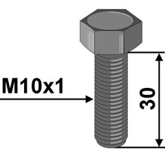 Boulon M10 x 1 x 30 mm pour déchaumeur AMAZONE DD491 adaptable - Blacksteel©