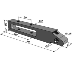 Support de soc 315 x 60 mm adaptable - Blacksteel©
