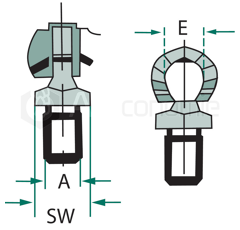 Rotule filetée M10 x 13 mm pour vérin à gaz de machine agricole adaptable