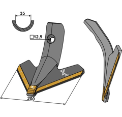 Soc triangulaire carbure 200 mm pour cultivateur KUHN adaptable