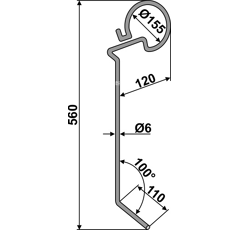 Dent gauche étrille pour LELY 3510300180 adaptable