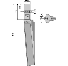 Dent herse gauche Breviglieri 310mm 32069D adaptable - BlackSteel©