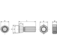 Scharschraube M12 x 1,75 x 37 mit Sechskantmutter Europäische EA-Qualität