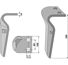 Dent droite pour herse rotative RAU 0044504 adaptable - Blacksteel©