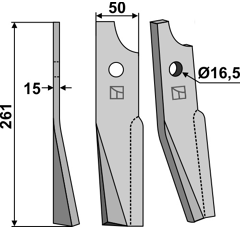 Lame gauche pour Fraise/Rotavator KUHN 52325100 adaptable - Blacksteel©