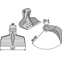 Marteau pour broyeur 137x40mm BOS 053-013-053-20 Adaptable Blacksteel©