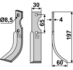 Lame droite pour Fraise/Rotavator BERTOLINI 1233102 adaptable