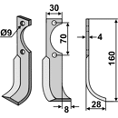 Fräsmesser Rechts 160 x 30 Agria, Schneider Nachbau
