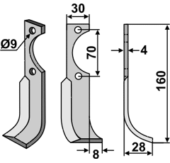 Fräsmesser Rechts 160 x 30 Agria, Schneider Nachbau