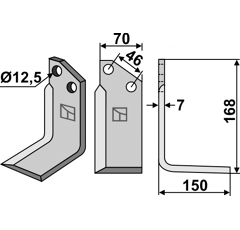 Lame droite pour Fraise/Rotavator MURATORI 12002200 adaptable - 