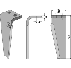 Dent gauche pour herse rotative MURATORI 12012400 adaptable 