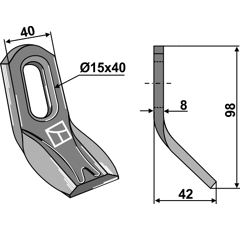 Fléau 98 x 40 mm pour broyeur S.M.A. TX95 adaptable