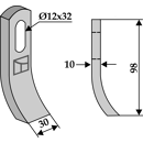 Fléau 98 x 30 x 10 mm pour broyeur HERDER 9572.2002 adaptable