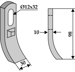Fléau 98 x 30 x 10 mm pour broyeur HERDER 9572.2002 adaptable