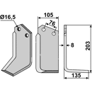 Fräsmesser - rechts KUH49R Kuhn Nachbau