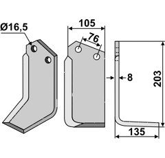 Fräsmesser - rechts KUH49R Kuhn Nachbau