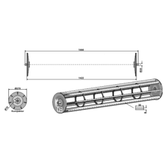 Rodillo de jaula 1422 mm para rodillo desmenuzador LEMKEN 4230850 adaptable