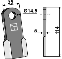 Couteau droit pour broyeur 114x35mm MURATORI URC434D adaptable - Blacksteel©