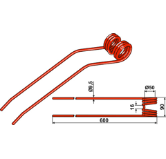 Federzinken für Schwader CLAAS 9557100 Nachbau  