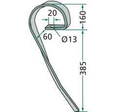 Schleppzinken rechts 545 mm SAPHIR RG00017592 Nachbau