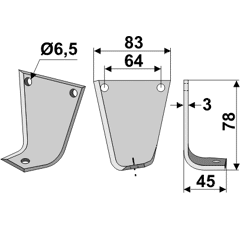 Fräsmesser Rechts 78 x 83 Gutbrod Nachbau