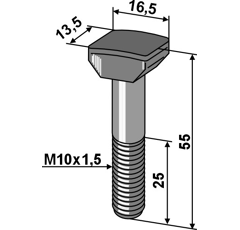 Boulon à tête rectangulaire 55 mm adaptable - BlackSteel©