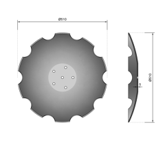 Eggenscheibe gezackt Ø 510 mm für Scheibenegge VOGEL & NOOT R23204010 Nachbau