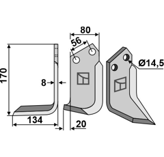 Lame gauche pour Fraise/Rotavator TORTELLA 2985216 adaptable