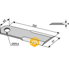 Couteau pour broyeur TAARUP 49.501.300 adaptable - Blacksteel©