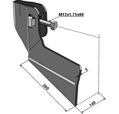Buteur gauche 140 mm pour bineuse SCHMOTZER 354317 adaptable - BlackSteel©