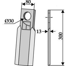 Couteau droit pour broyeur 300x80mm PROCOMAS adaptable - Blacksteel©