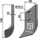 Couteau gauche pour broyeur DONDI 607044 adaptable - Blacksteel©