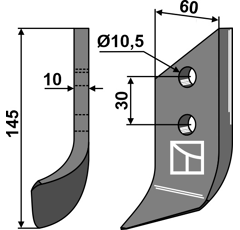 Couteau gauche pour broyeur DONDI 607044 adaptable - Blacksteel©