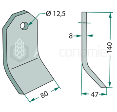 Fléau pour broyeur 140x80mm OMARVadaptable 